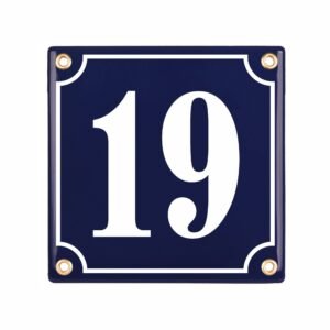 Hausnummerschild Hausnummer - 15x15 cm - Keramik Emaille - Wetterfest - Personalisiert - Emailschild (Blau)