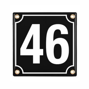 Hausnummerschild Hausnummer - 15x15 cm - Keramik Emaille - Wetterfest - Personalisiert - Emailschild (Schwarz)
