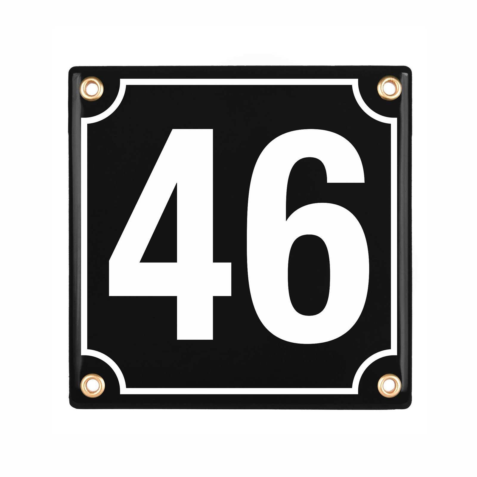 Hausnummerschild Hausnummer - 15x15 cm - Keramik Emaille - Wetterfest - Personalisiert - Emailschild (Schwarz)