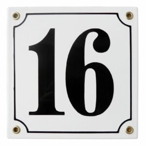 Hausnummerschild Hausnummer - 15x15 cm - Keramik Emaille - Wetterfest - Personalisiert - Emailschild (Weiß)
