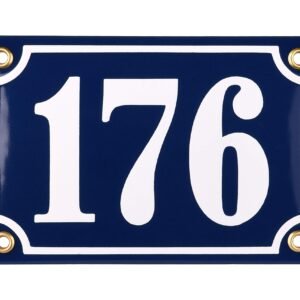 Sosenco Hausnummerschild Hausnummer - 10x15 cm - Keramik Emaille - Wetterfest - Personalisiert - Emailschild (Blau)