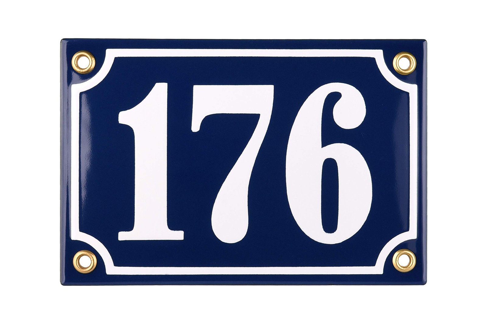 Sosenco Hausnummerschild Hausnummer - 10x15 cm - Keramik Emaille - Wetterfest - Personalisiert - Emailschild (Blau)