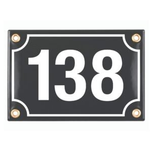 Sosenco Hausnummerschild Hausnummer - 10x15 cm - Keramik Emaille - Wetterfest - Personalisiert - Emailschild (Anthrazit)