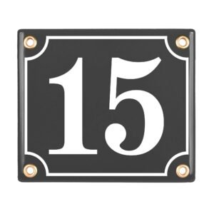 Sosenco Hausnummerschild Hausnummer - 12x14 cm - Keramik Emaille - Wetterfest - Personalisiert - Emailschild (Anthrazit)