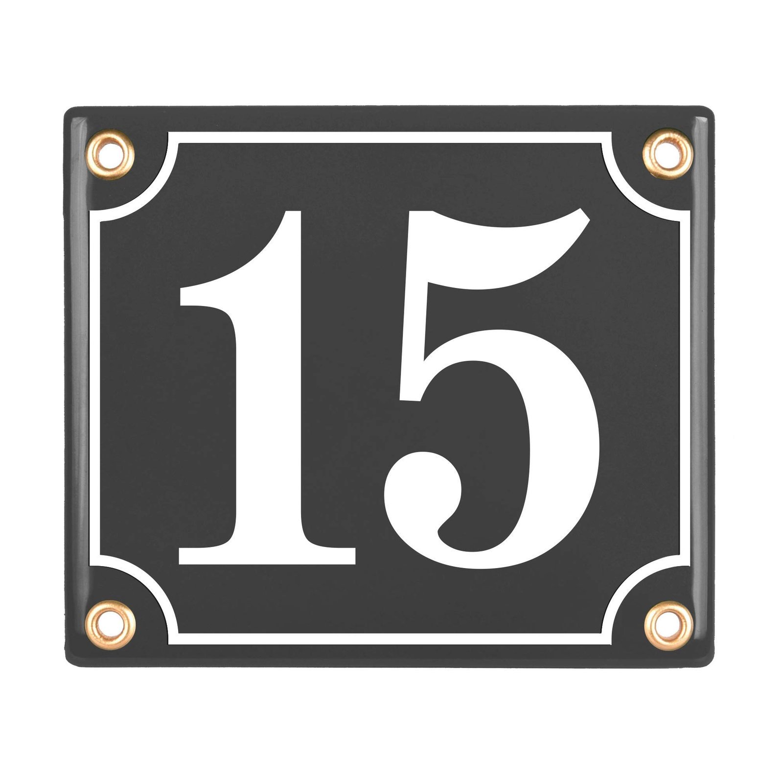 Sosenco Hausnummerschild Hausnummer - 12x14 cm - Keramik Emaille - Wetterfest - Personalisiert - Emailschild (Anthrazit)
