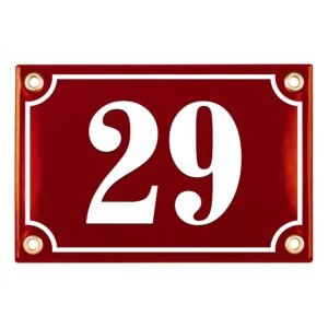 Sosenco Hausnummerschild Hausnummer - 10x15 cm - Keramik Emaille - Wetterfest - Personalisiert - Emailschild (Rotwein)