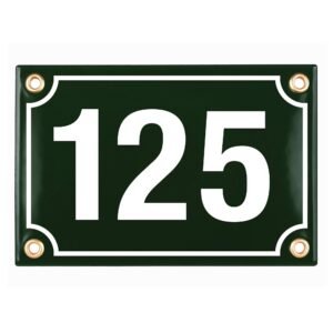 Sosenco Hausnummerschild Hausnummer - 10x15 cm - Keramik Emaille - Wetterfest - Personalisiert - Emailschild (Grün)