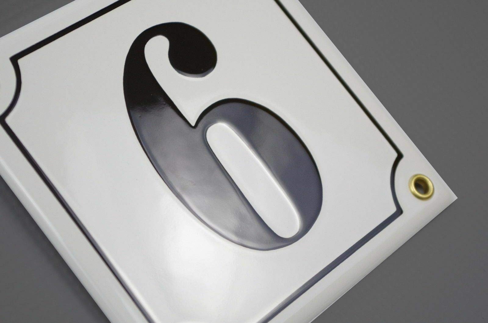Hausnummerschild Hausnummer - 15x15 cm - Keramik Emaille - Wetterfest - Personalisiert - Emailschild (Weiß) - Image 2