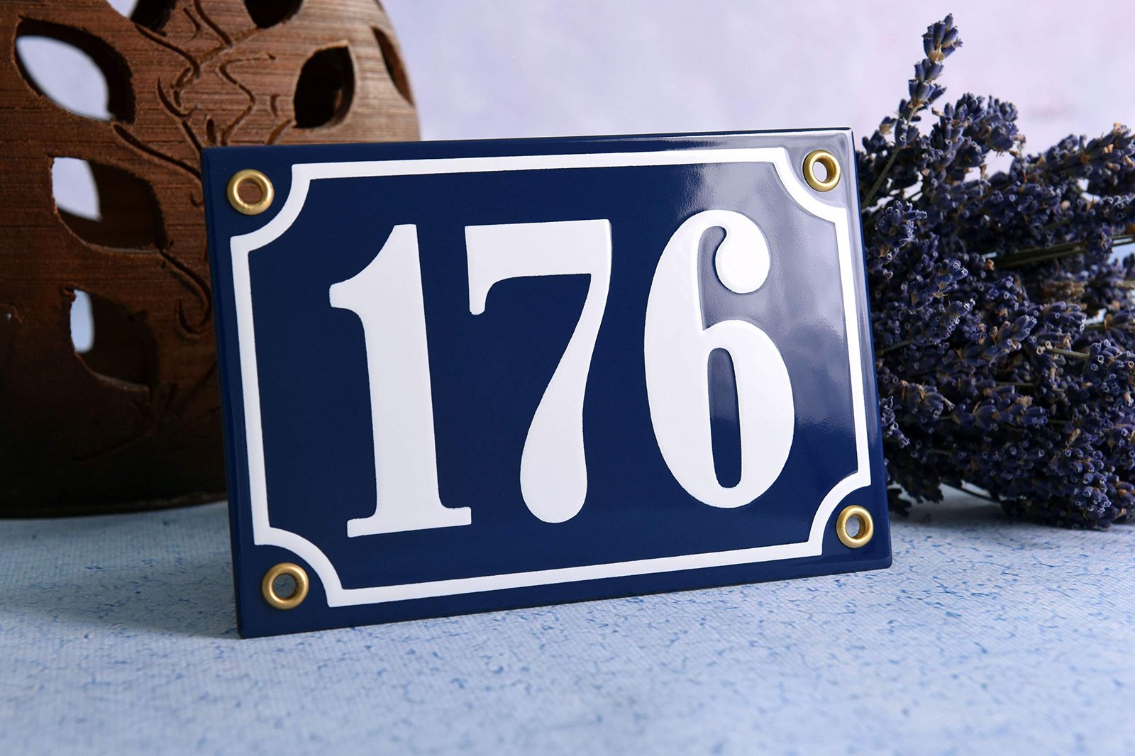 Sosenco Hausnummerschild Hausnummer - 10x15 cm - Keramik Emaille - Wetterfest - Personalisiert - Emailschild (Blau) - Image 2