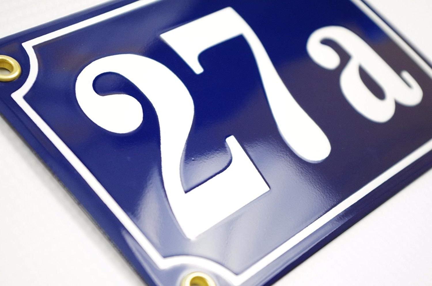 Sosenco Hausnummerschild Hausnummer - 10x15 cm - Keramik Emaille - Wetterfest - Personalisiert - Emailschild (Blau) - Image 3