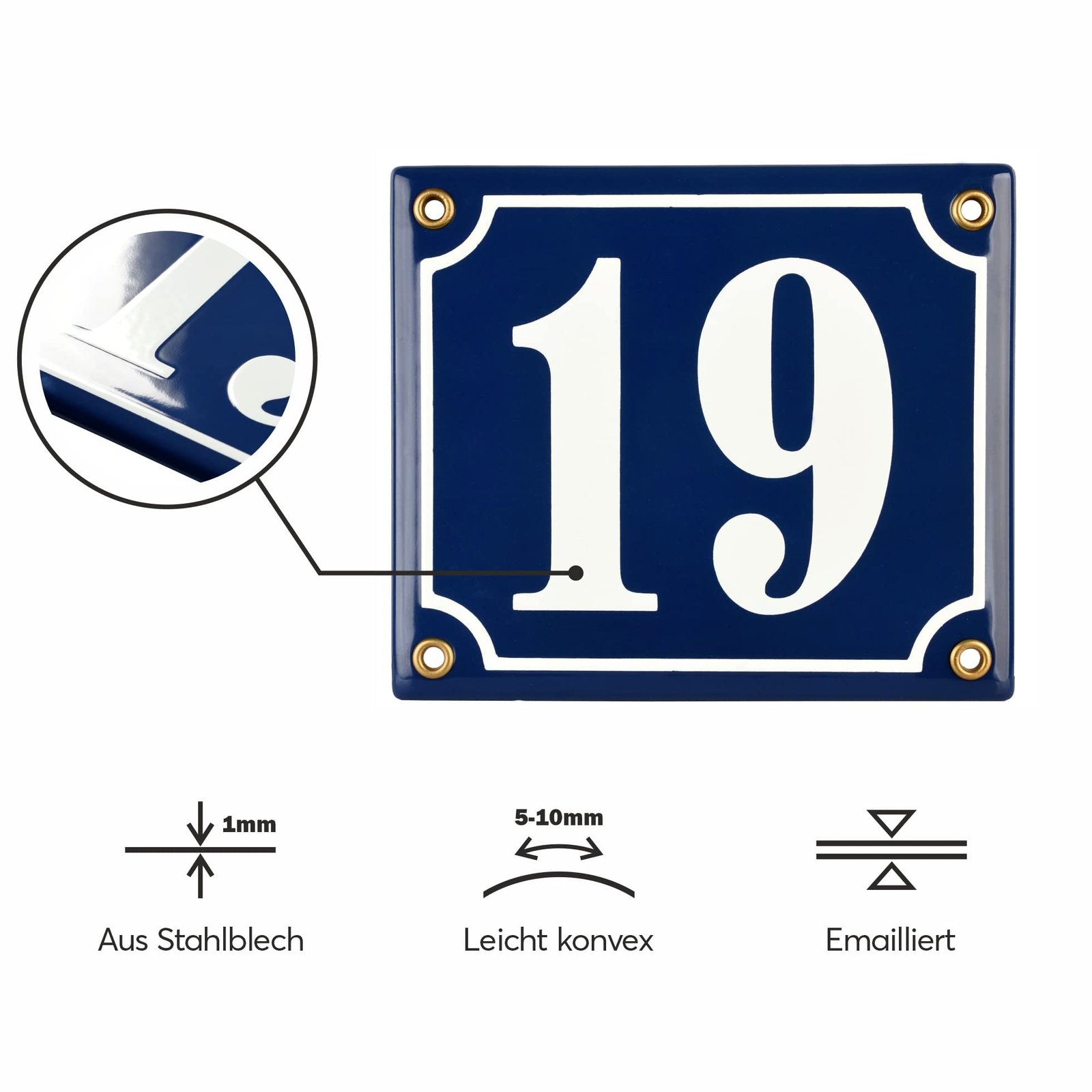 Sosenco Hausnummerschild Hausnummer - 12x14 cm - Keramik Emaille - Wetterfest - Personalisiert - Emailschild (Anthrazit) - Image 3