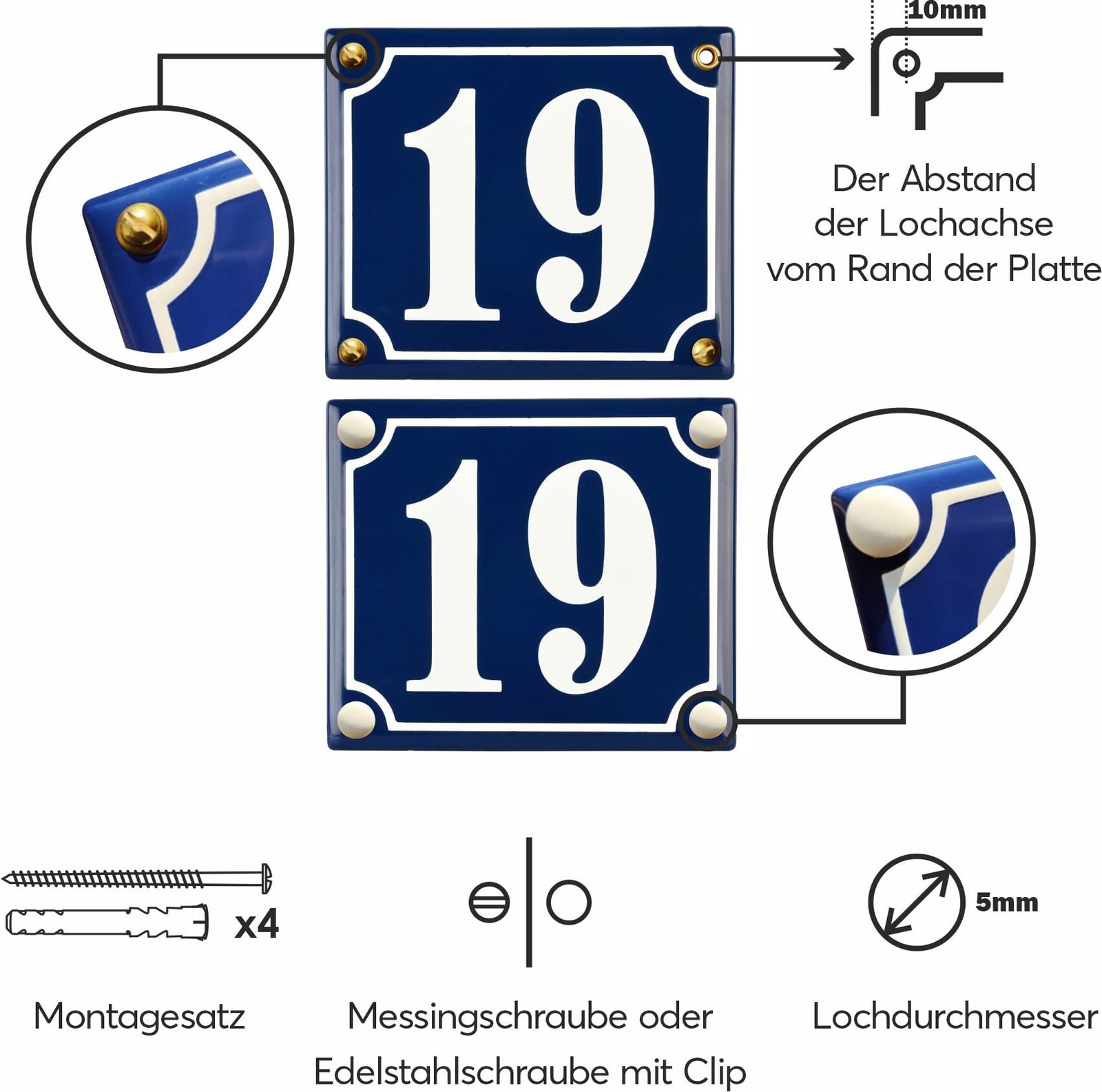 Sosenco Hausnummerschild Hausnummer - 12x14 cm - Keramik Emaille - Wetterfest - Personalisiert - Emailschild (Anthrazit) - Image 4
