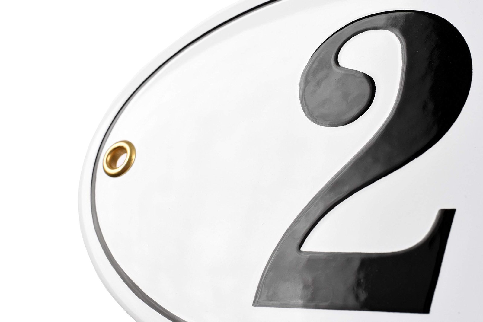Sosenco Hausnummerschild Hausnummer - oval 10x15 cm - Keramik Emaille - Wetterfest - Personalisiert - Emailschild (Weiß) - Image 2